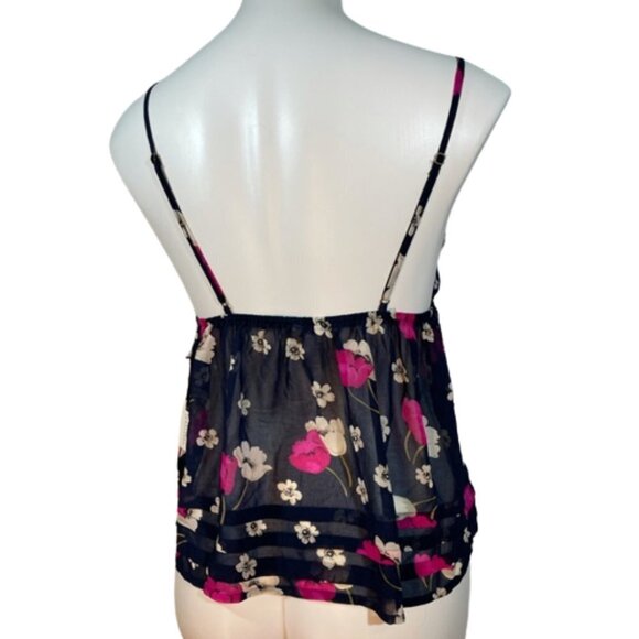 Forever 21 Sheer Babydoll summer flowy top Navy floral New NWT camisole slip top - Picture 2 of 11